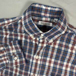 GUSTIN Plaid Button Down Shirt Long Sleeve Men's XS Gingham Preppy Colorful
